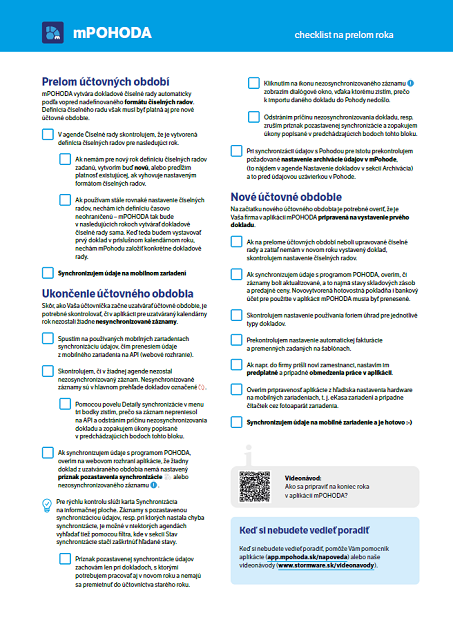 Checklist na prelom roka v aplikácii mPOHODA